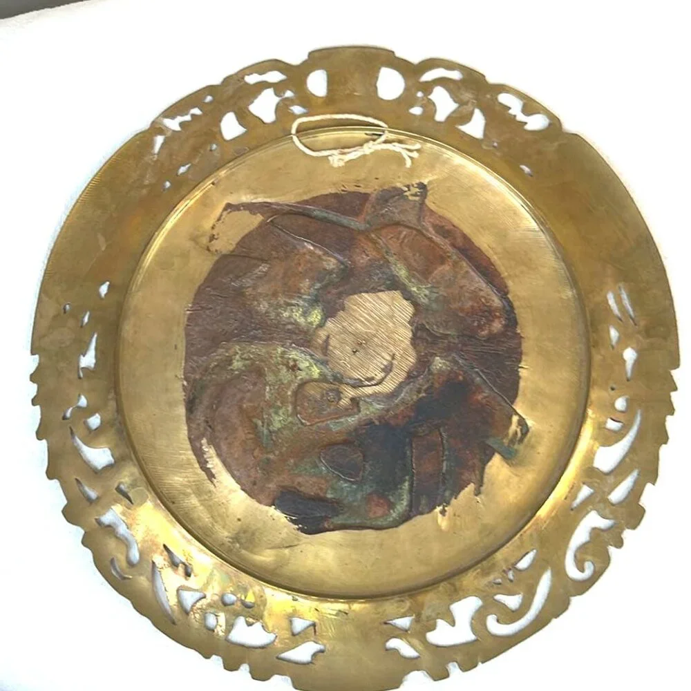 Vintage Set of Brass Chinese Theme Wall Decor Fu‎ Shui/Fortune & Longevity